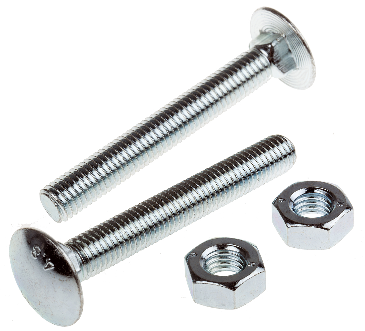 Bright Zinc Plated Steel Coach Bolt, M10 x 75mm