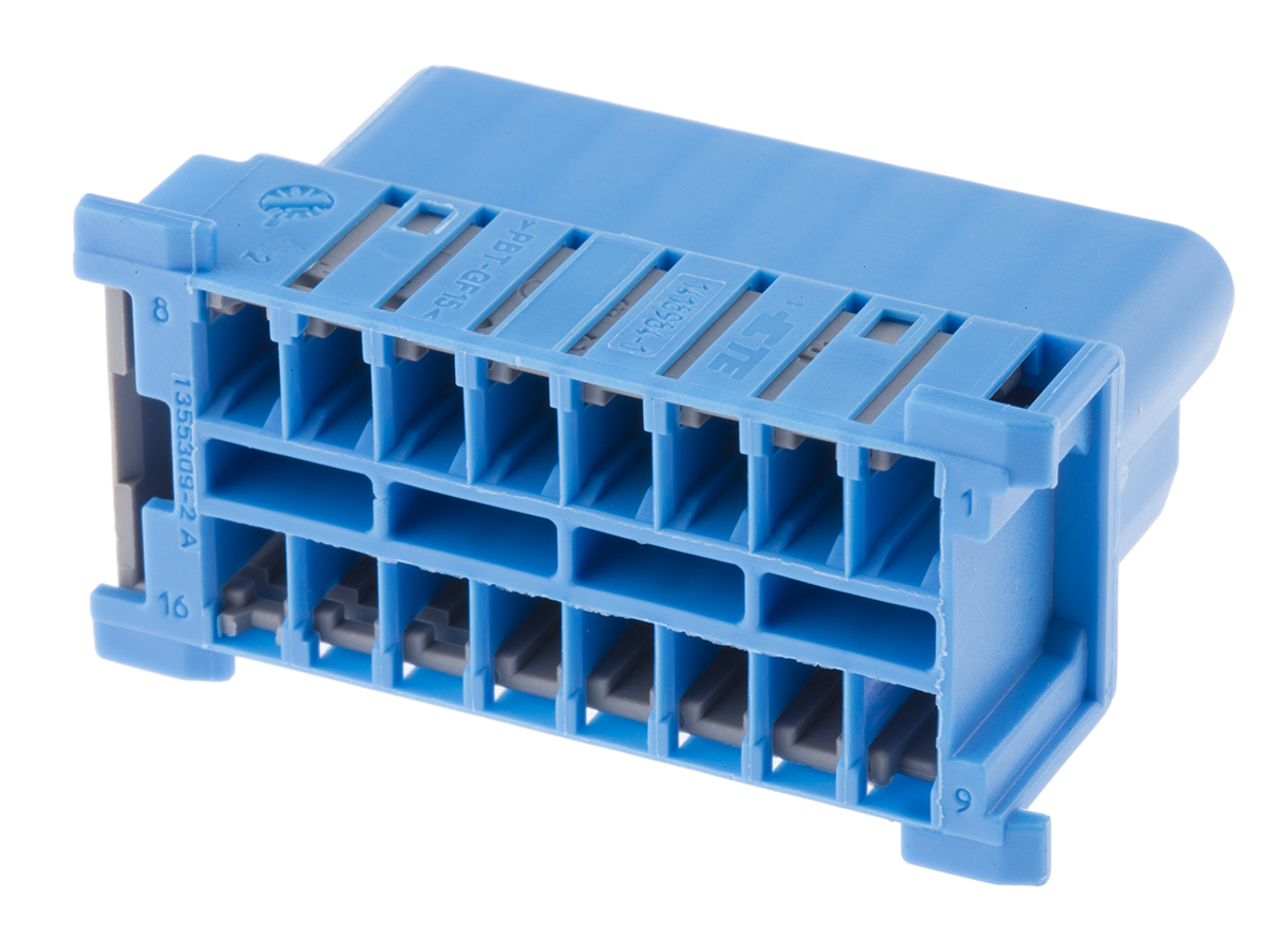 TE Connectivity, MICRODOT Automotive Connector Socket Blue Cable Mount 16 Way 1418984-1