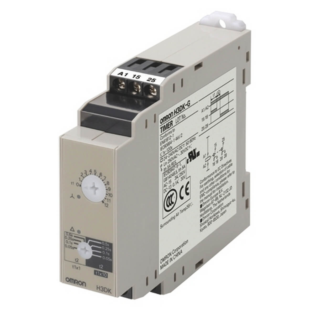 Omron DIN Rail Mount Timer Relay, 24-240V ac/dc, 2-Contact, 1 → 120s, 1-Function, DPDT