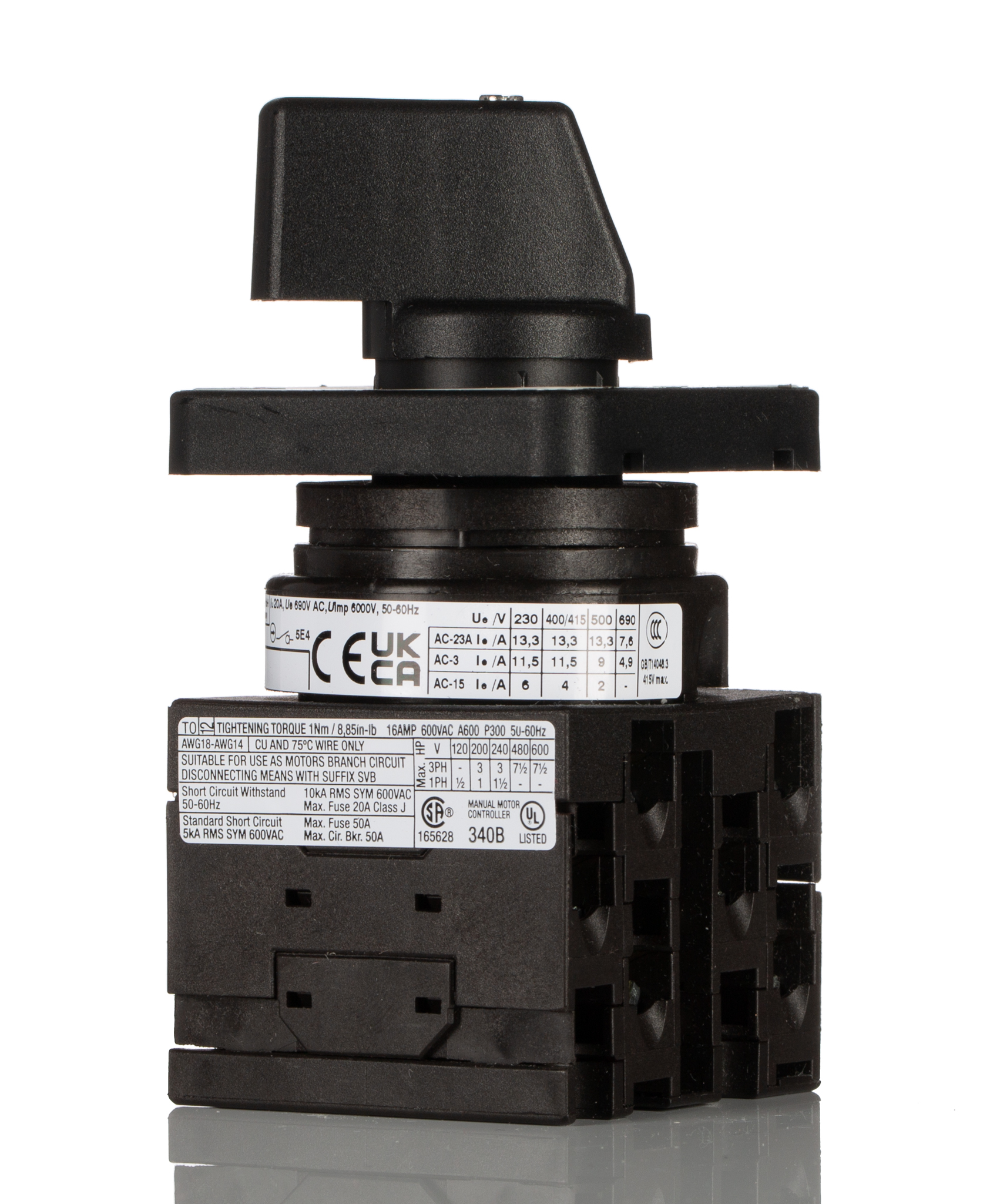 Eaton, 3PST 2 Position 90° Changeover Cam Switch, 690V ac, 20A, Rotary Actuator