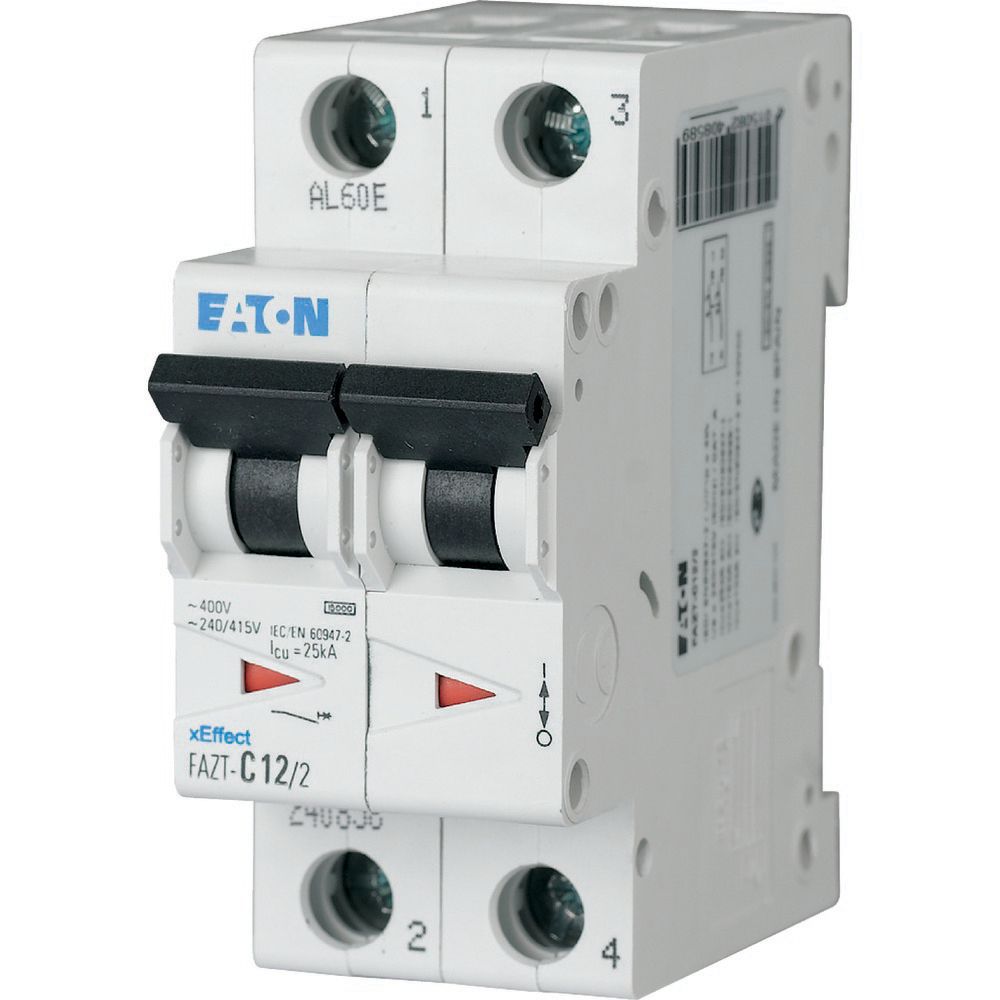 Eaton xEffect FAZ MCB, 2P, 10A Curve C, 440V AC, 60V DC, 7.5 kA Breaking Capacity