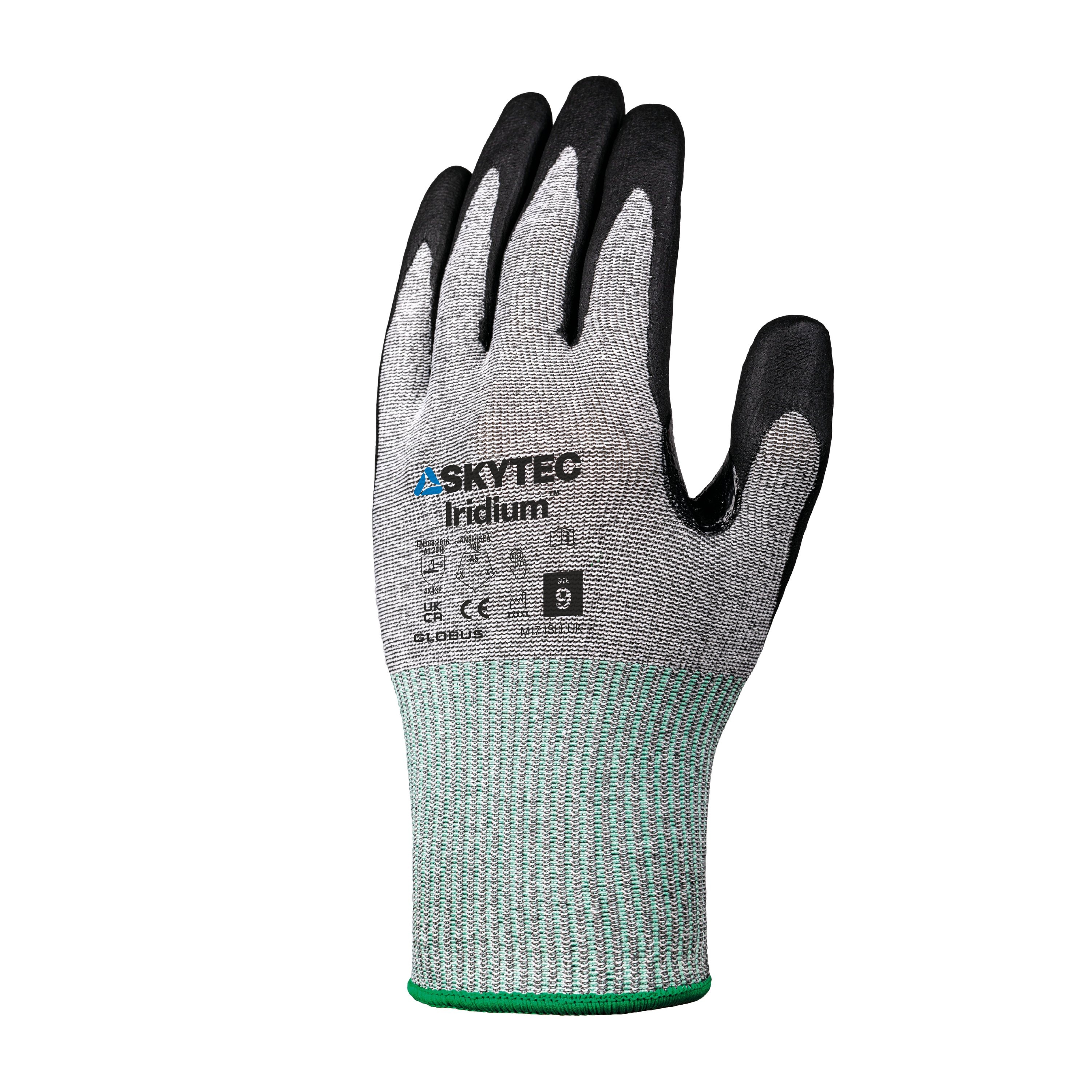 Skytec Eco Iridium Black, Grey HPPE, Polyester Work Gloves, Size XS, Nitrile Foam Coating