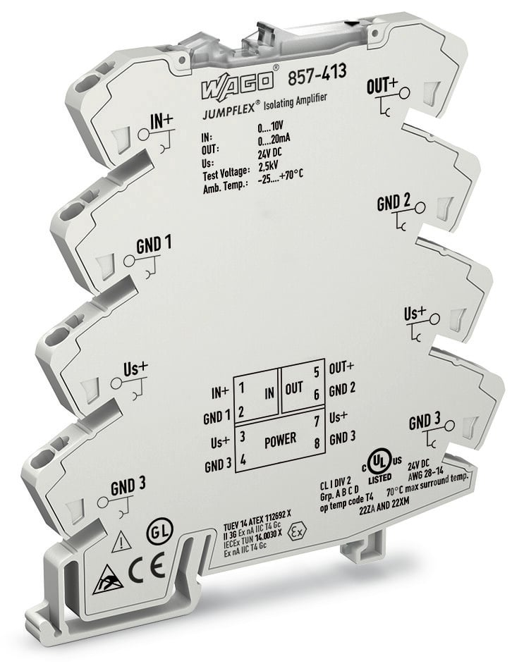 WAGO 857 Series Signal Conditioner, Voltage Input, Current Output, 24V dc Supply