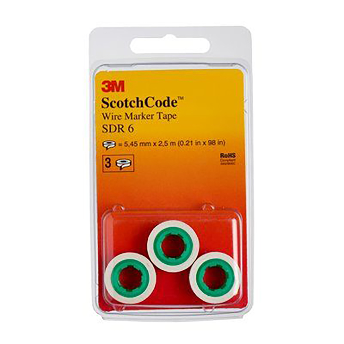 3M Adhesive Cable Markers, Pre-printed "6", SDR 6-89206