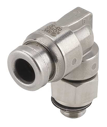 SMC KQG2 Series Elbow Threaded Adaptor, NPT 1/8 Male to Push In 1/4 in, Threaded-to-Tube Connection Style