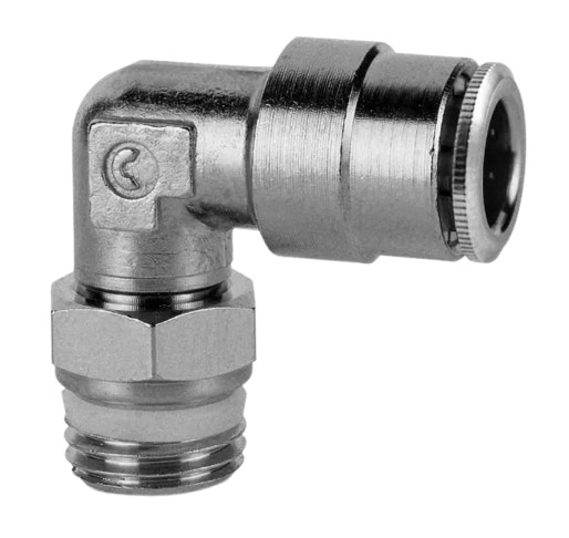 Camozzi S6000 Series Elbow Fitting, Push In 6 mm to G 1/4 Male, Threaded-to-Tube Connection Style, S6520 6-1/4