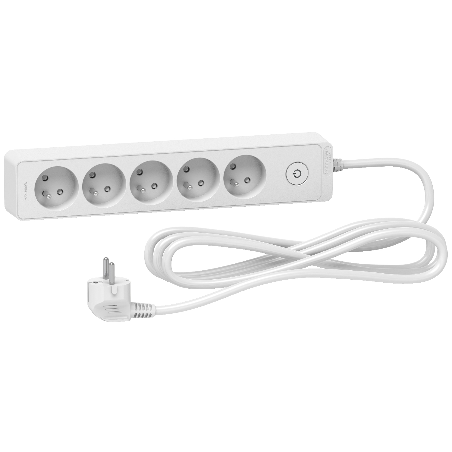 Schneider Electric French 2P 5 Gang Trailing Socket, 3m Cable, 16A, 250 V