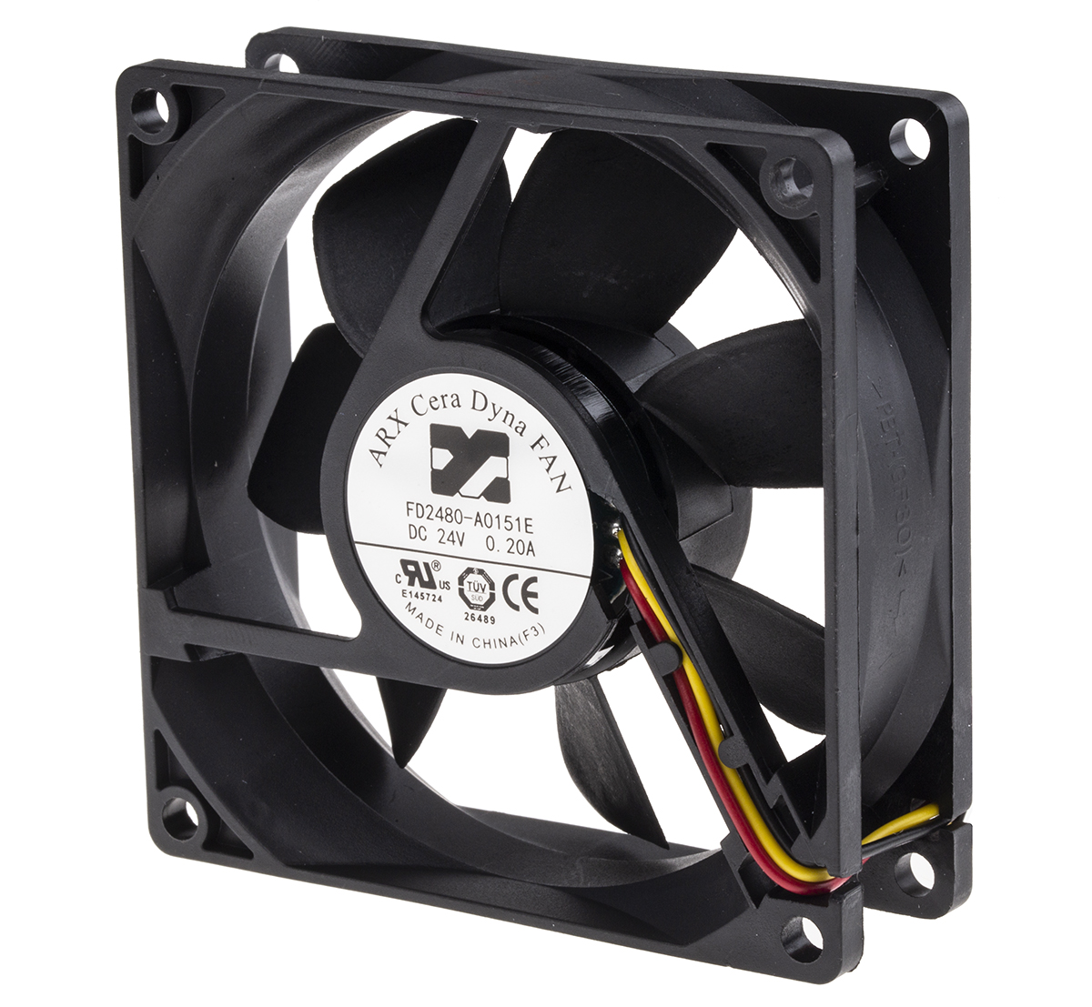 ARX CeraDyna Series Axial Fan, 24 V dc, DC Operation, 69m³/h, 3.84W, 160mA Max, 80 x 80 x 25mm
