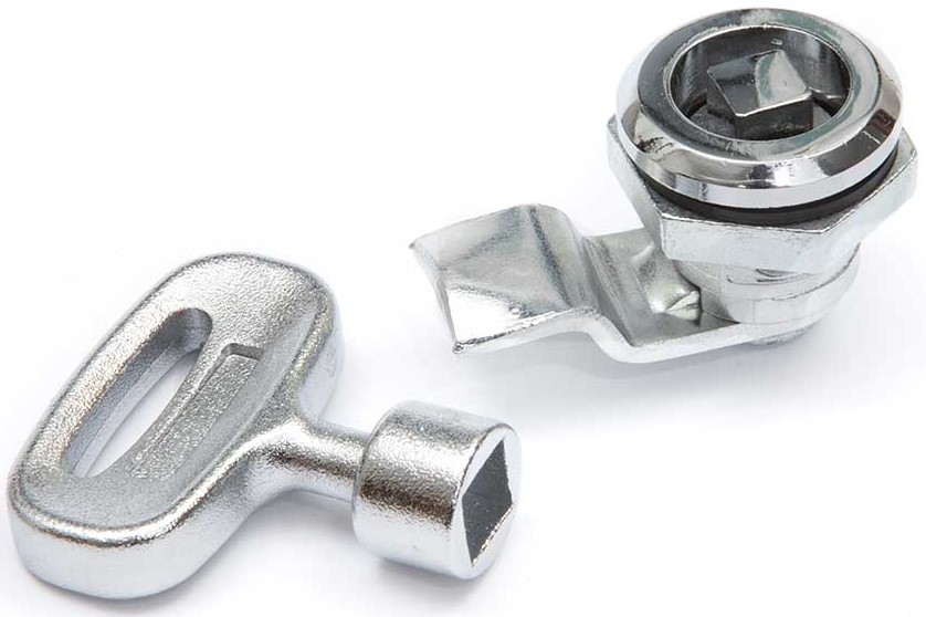 RS PRO Silver Zinc Plated Steel Camlock, 14mm Panel-to-Tongue, 22 x 14mm Cutout, Key Unlock