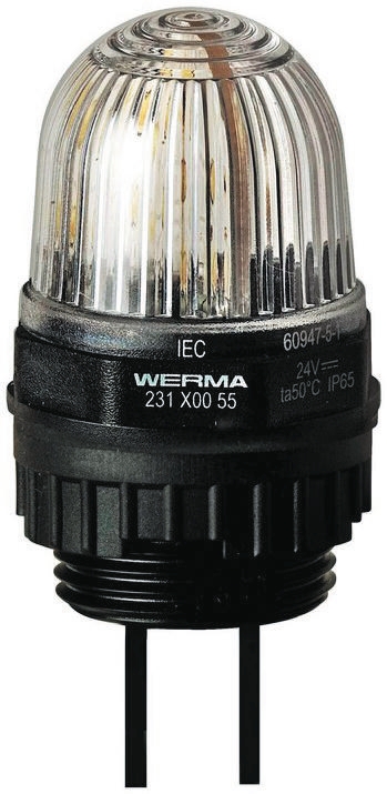 Werma EM 231 Series White Steady Beacon, 24 V dc, Built-in Mount, LED Bulb, IP65