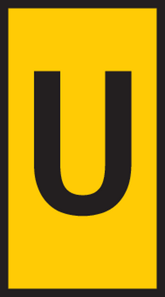 HellermannTyton WIC Snap On Cable Markers, Yellow, Pre-printed "U", 2 → 2.8mm Cable, for Cables and Wires,