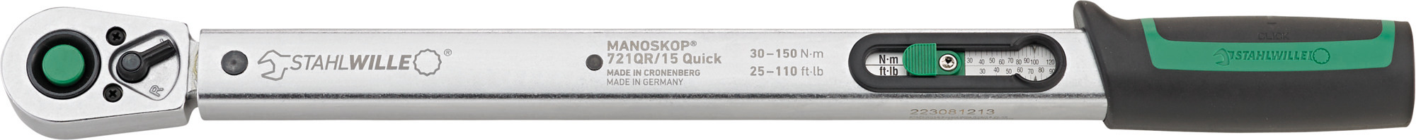 STAHLWILLE 721QR/20 Quick Click Torque Wrench, 40 → 200Nm, 1/2 in Drive, Round Drive