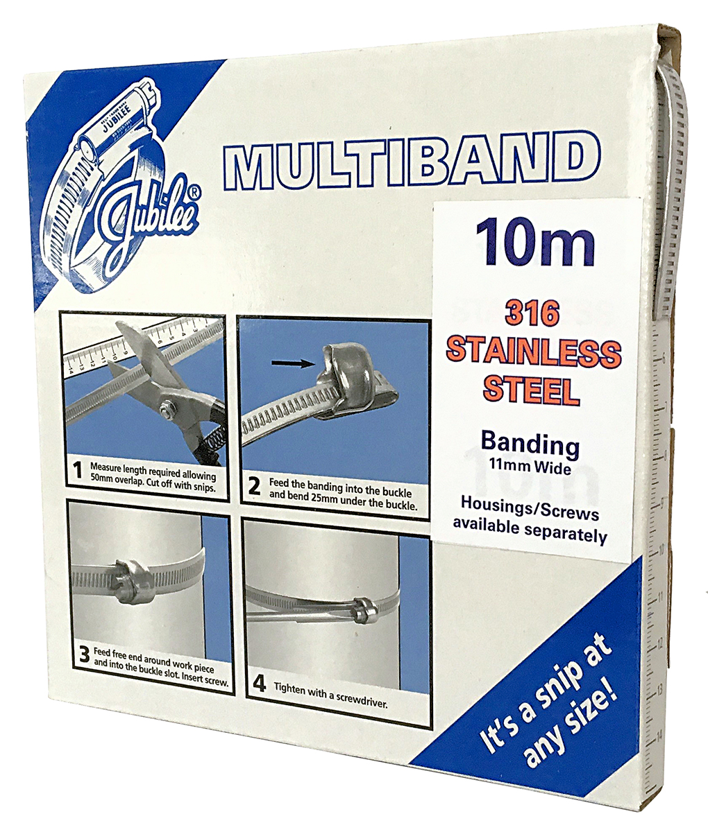Jubilee Stainless Steel Hex Screw Banding, 11mm Band Width