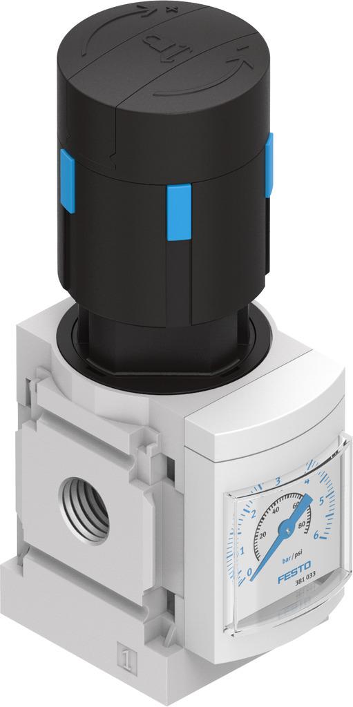 Festo G 1/8 Pneumatic Regulator - 0.3bar to 4bar, 14bar max. input, 529421