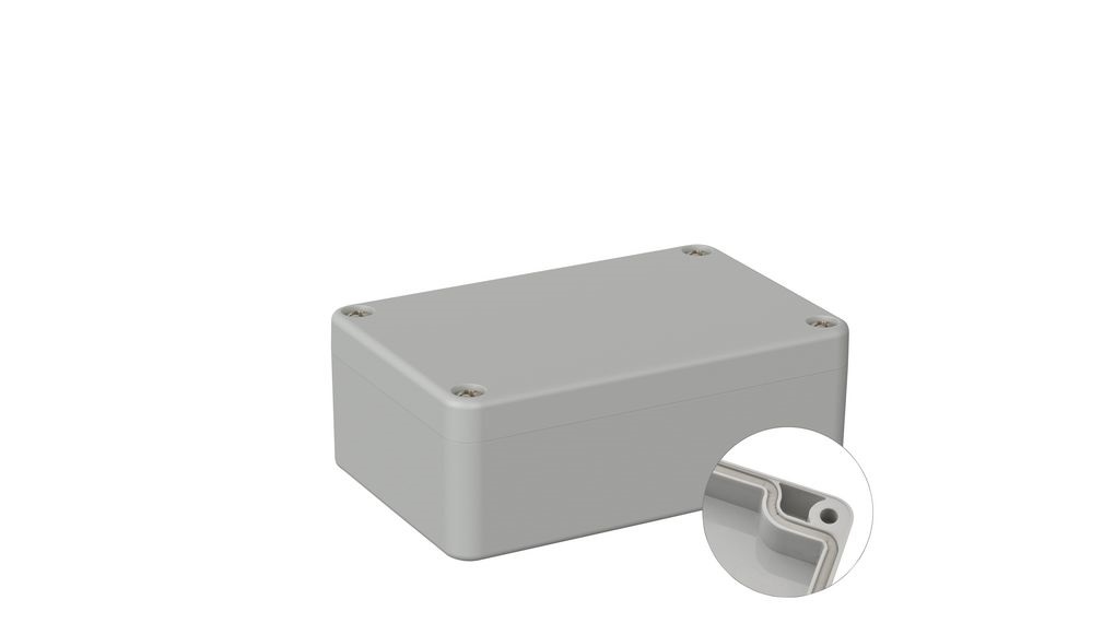 RND RND 455 Series Grey ABS Enclosure, IP67, Grey Lid, 90 x 56 x 29mm