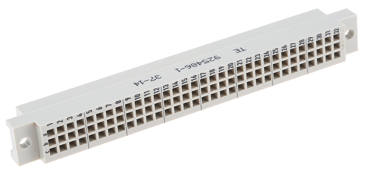 TE Connectivity 96 Way 2.54mm Pitch, Type Wire to Board, 3 Row, Straight DIN 41612 Connector, Socket