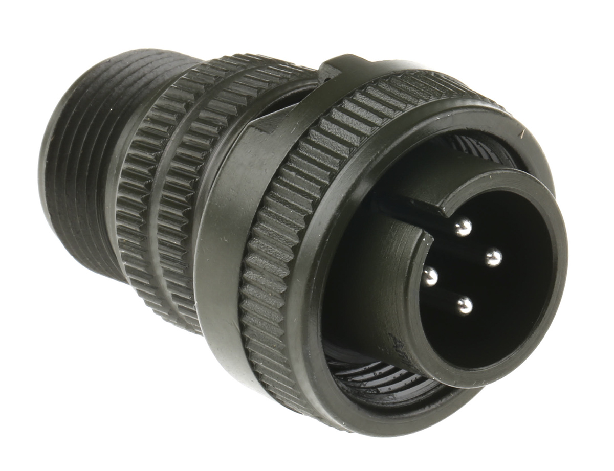 Amphenol Industrial, MS3106A, Copper Alloy 4 Way Cable Mount MIL Spec Circular Connector, Pin Contacts,Shell Size 14S,