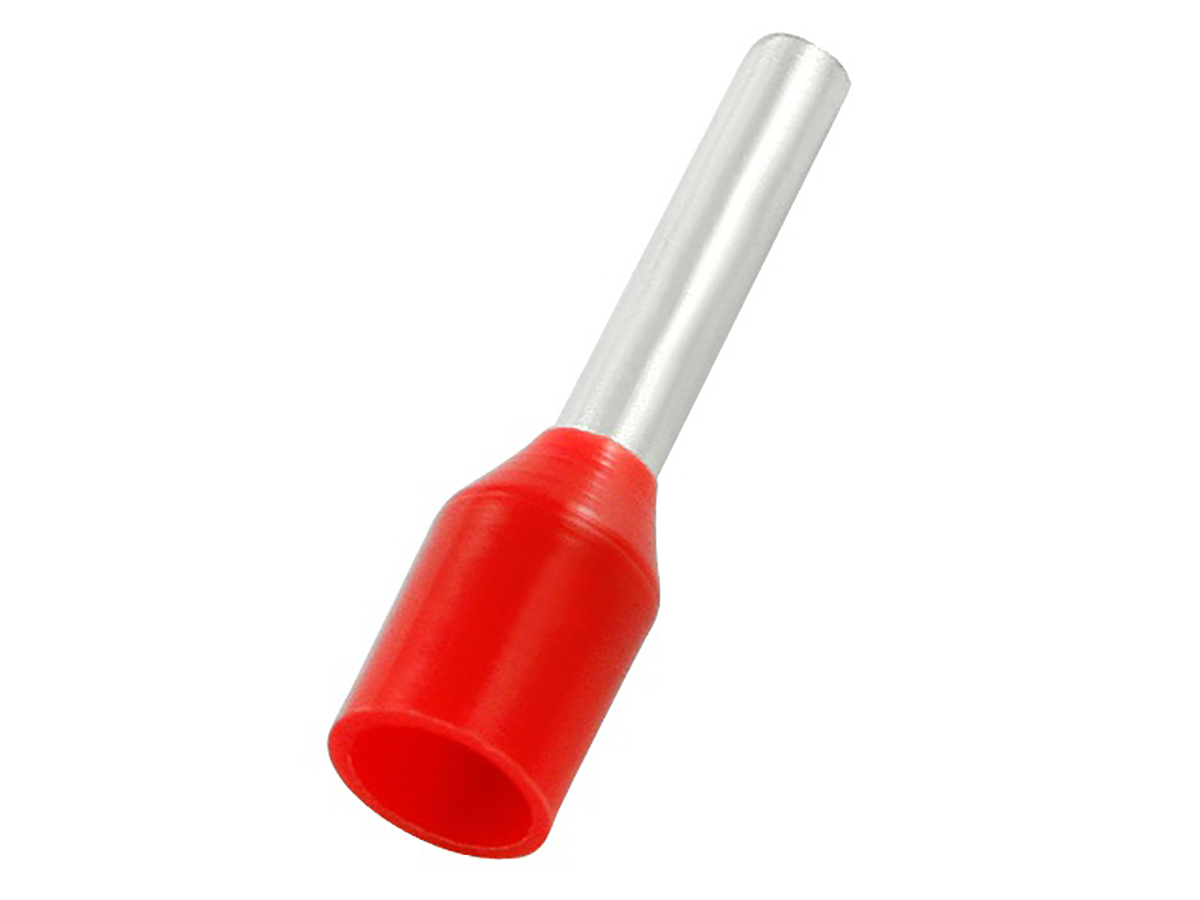 RS PRO Insulated Crimp Bootlace Ferrule, 18mm Pin Length, 1.7mm Pin Diameter, 1.5mm² Wire Size, Red
