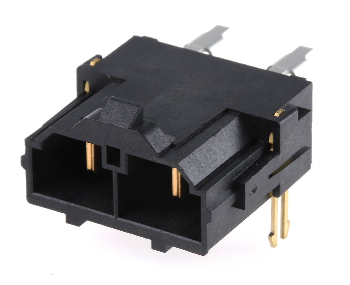 Molex Mini-Fit Sr Series Right Angle Through Hole PCB Header, 2 Contact(s), 10 mm Pitch, 1 Row, Shrouded