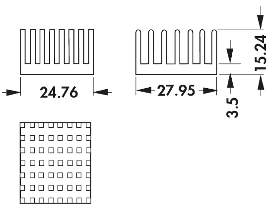 Fischer Elektronik Heatsink, Universal Square Alu, 10.9K/W, 27.95 x 24.76 x 15.24mm, Adhesive Foil, Conductive Foil