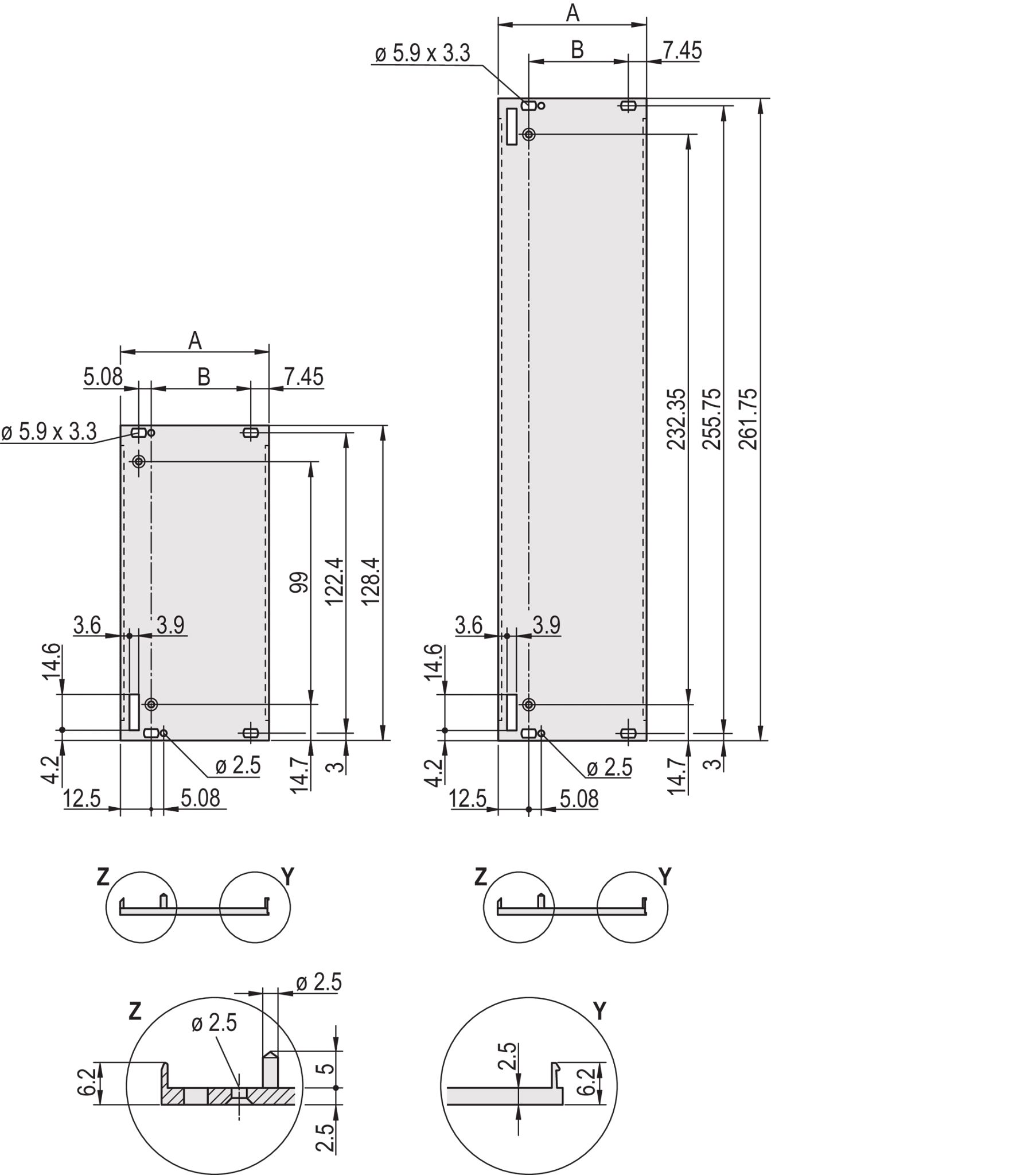 nVent SCHROFF 30848 Series Front Panel, M4 Thread, 5 Piece(s), 261.8 x 20 x 2.5mm