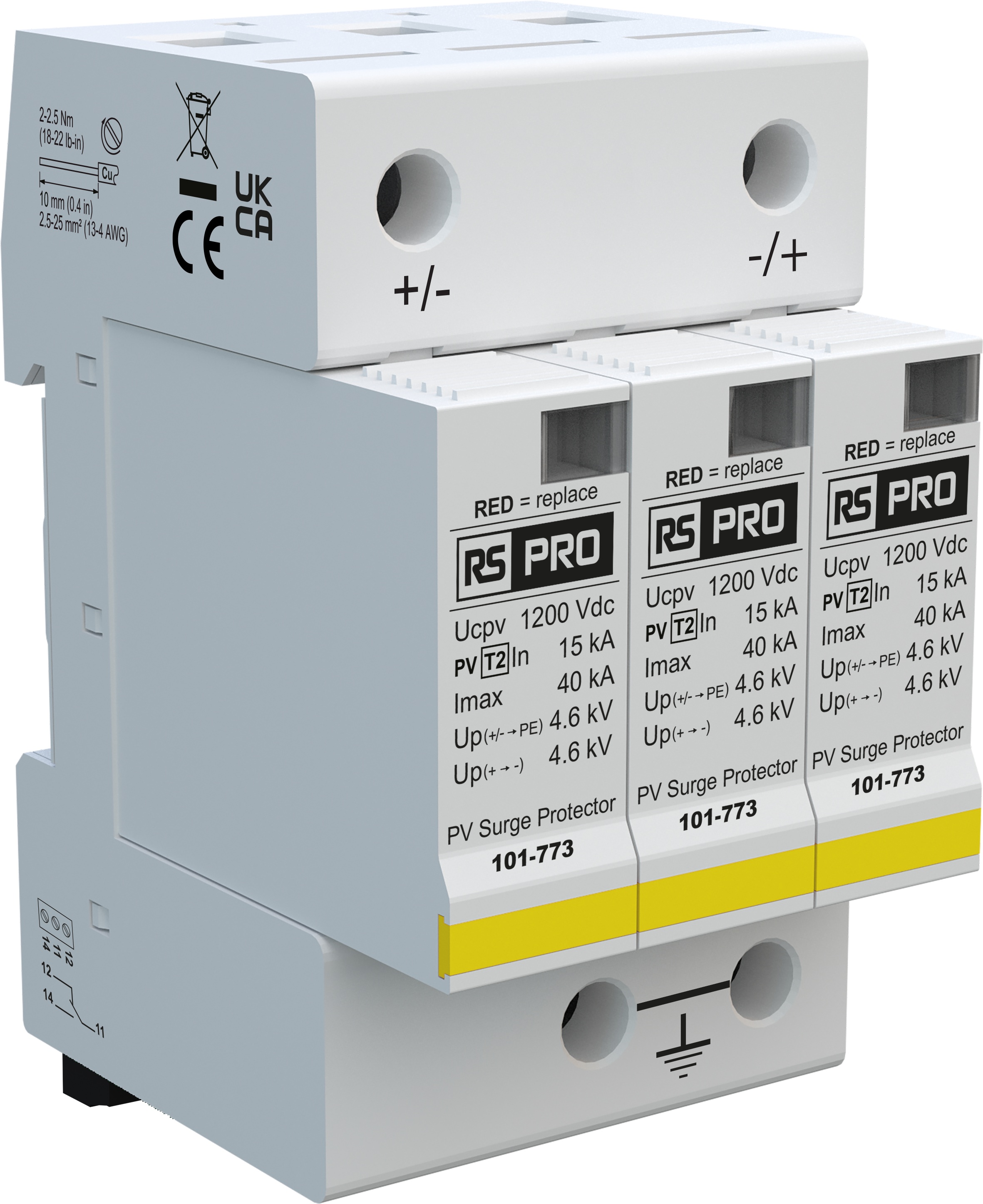 RS PRO Industrial Surge Protector, 40kA, 4.6kV, DIN Rail Mount
