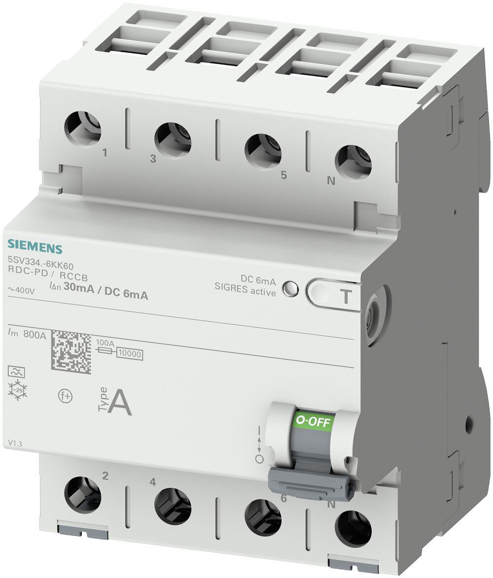 Siemens SENTRON RCCB, 40A, 4 Pole, 30mA, Type A, 400V