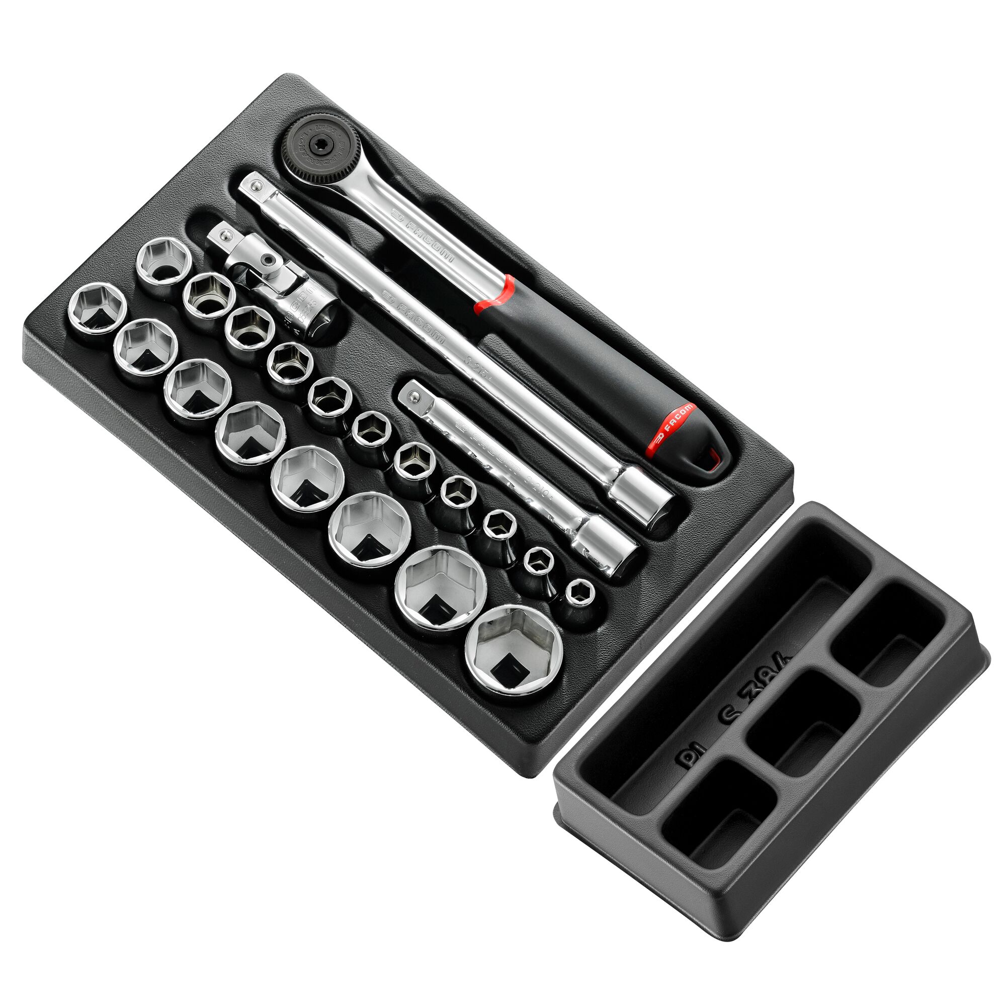 Facom 23-Piece Metric 1/2" Standard Socket Set with Ratchet, 6 point