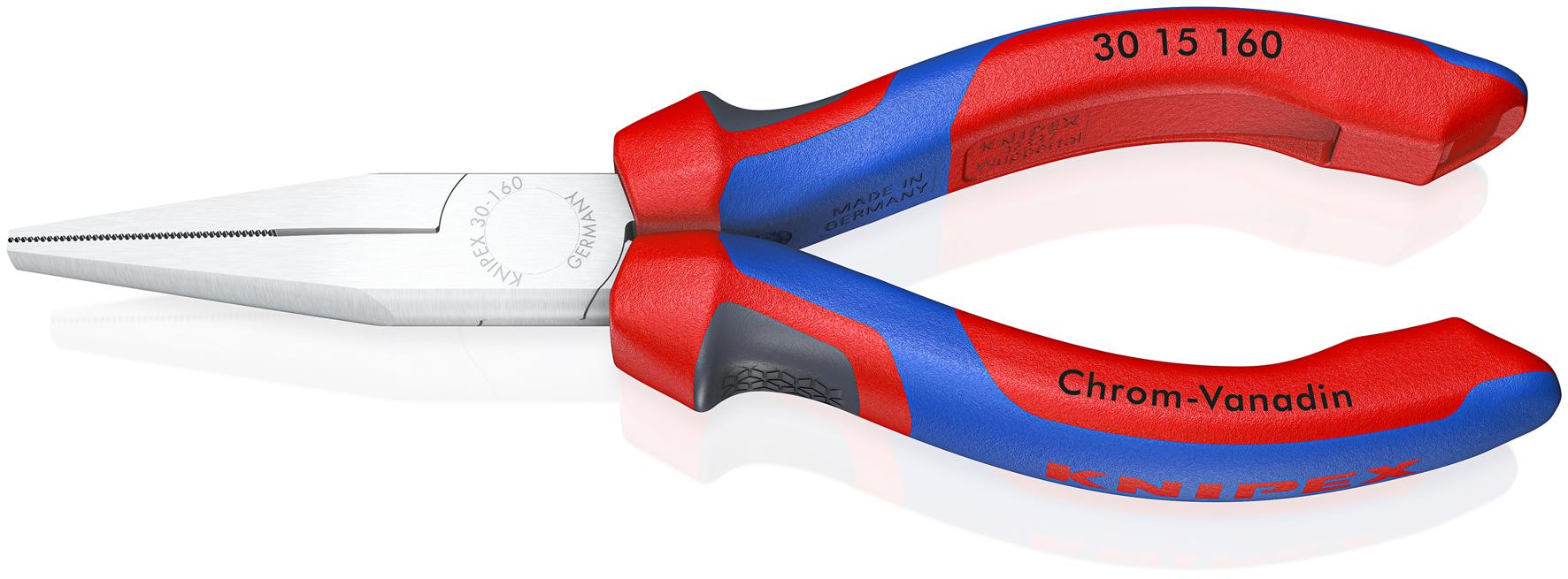 Knipex Long Nose Pliers, 170 mm Overall, Straight Tip, 46,5mm Jaw