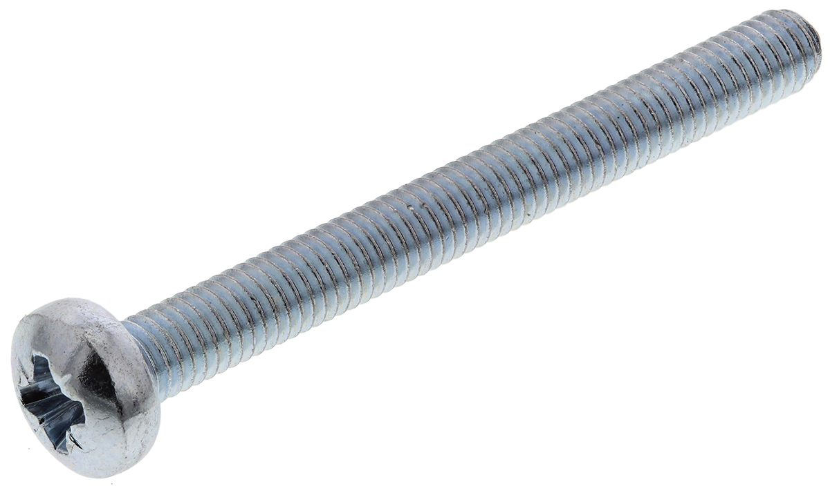 RS PRO Pozi M3 Pan Steel Machine Screws DIN 7985 x 30.0mm