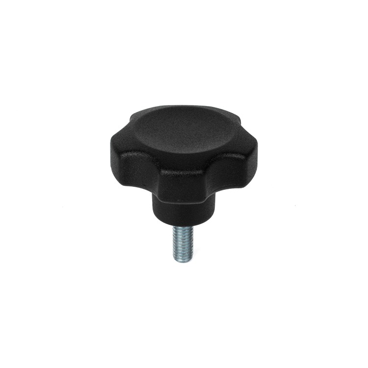 RS PRO Black Thermoplastic Multiple Lobes Clamping Knob, M12, Threaded Mount