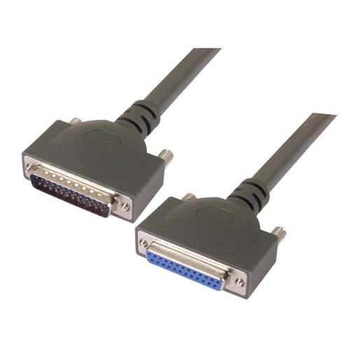 L-Com Male 25 Pin D-sub to Female 25 Pin D-sub Serial Cable, 5ft PVC, CPM Series