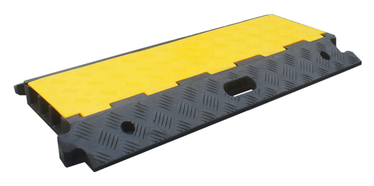 RS PRO 910mm Black/Yellow Cable Cover in Rubber, Thermoplastic, 46mm Inside dia.