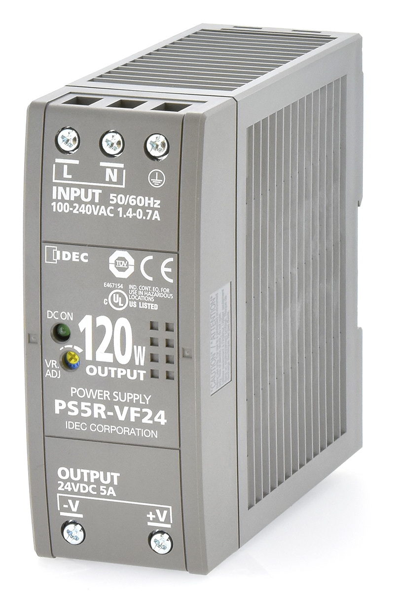 Idec PS5R Switched Mode DIN Rail Power Supply, 85 → 264 V ac / 100 → 370V dc ac, dc Input, 24V dc dc