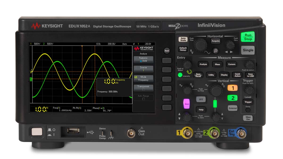 Keysight Technologies EDUX1052A InfiniiVision 1000 X Series, 50MHz Bench Oscilloscope, 2 Analogue Channels