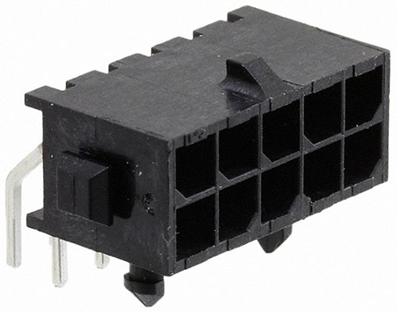 TE Connectivity Micro MATE-N-LOK Series Right Angle Through Hole PCB Header, 10 Contact(s), 3 mm Pitch, 2 Row, Shrouded