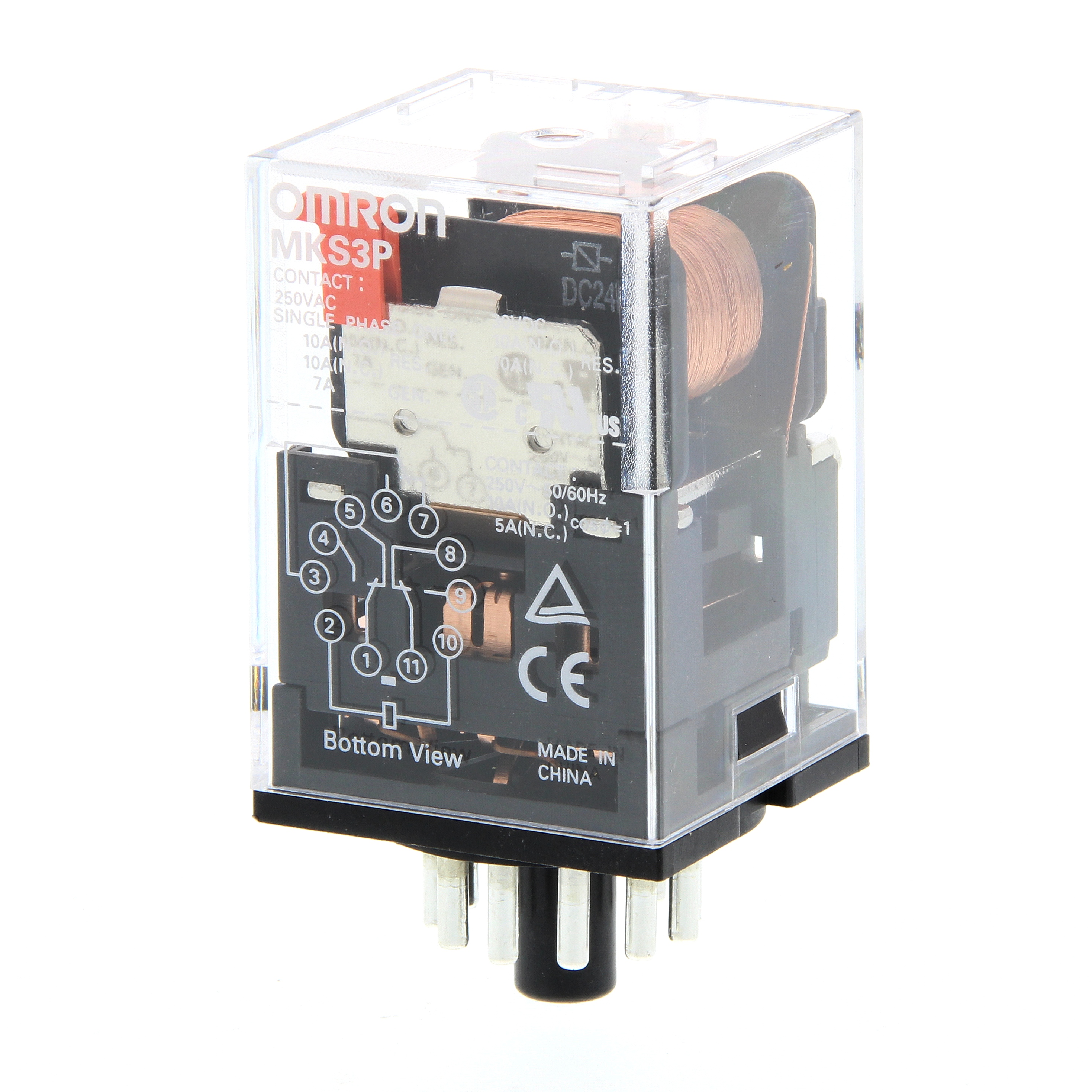 Omron Plug In Relay, 24V dc Coil, 10A Switching Current, 3PDT