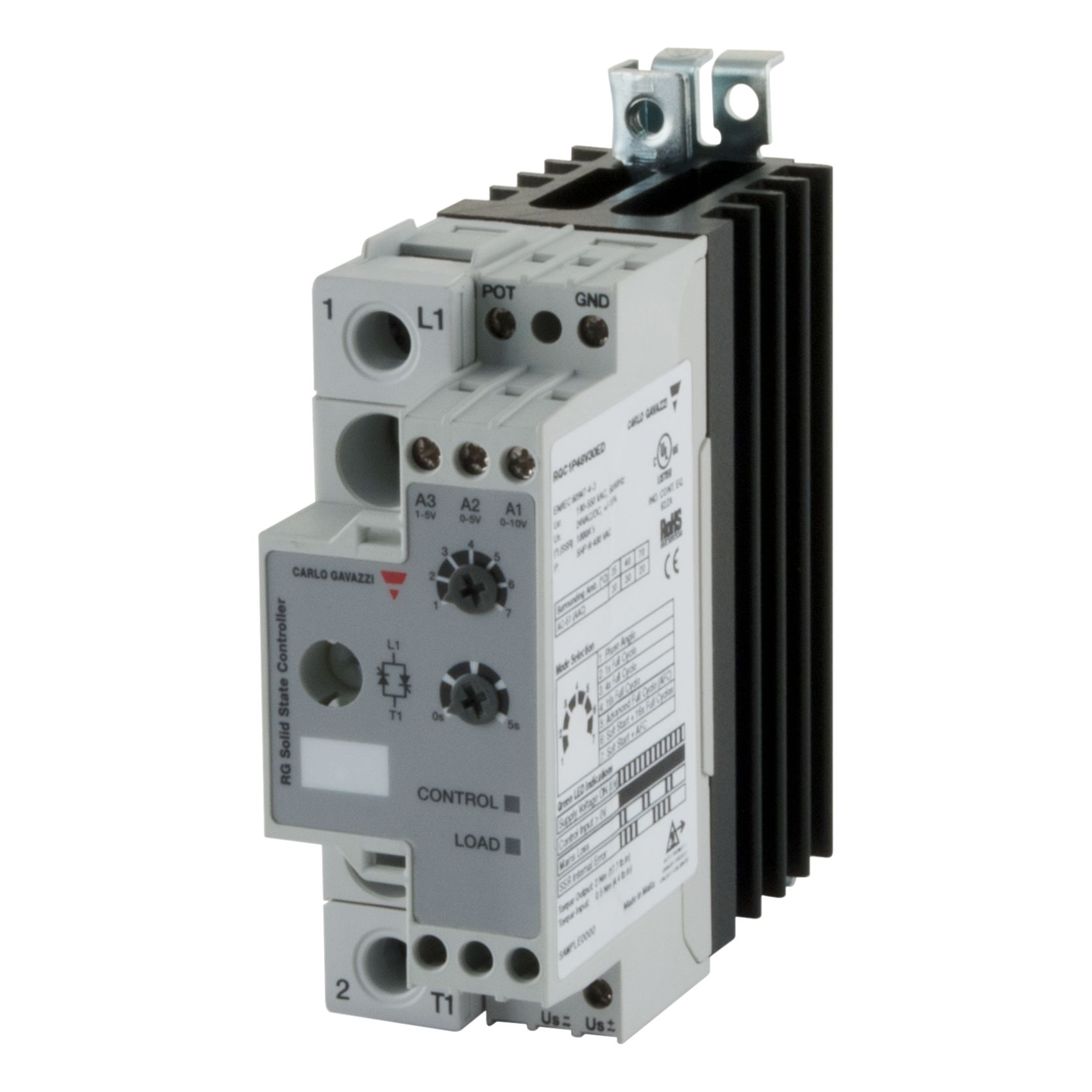 Carlo Gavazzi RGC Series Solid State Relay, 30 A Load, DIN Rail, Panel Mount, 550 V ac/dc Load, 10 V ac/dc Control