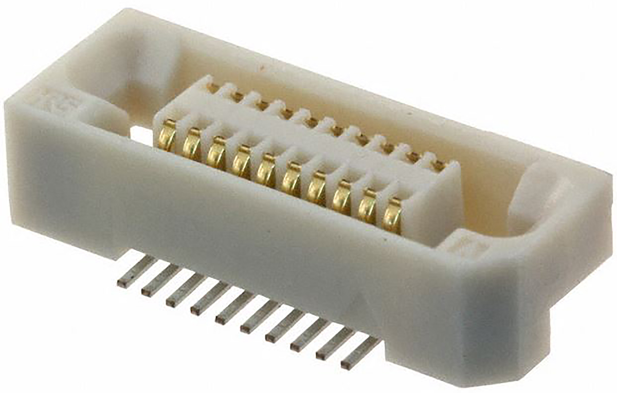 Hirose FX6 Series Straight Surface Mount PCB Socket, 20-Contact, 2-Row, 0.8mm Pitch, Solder Termination