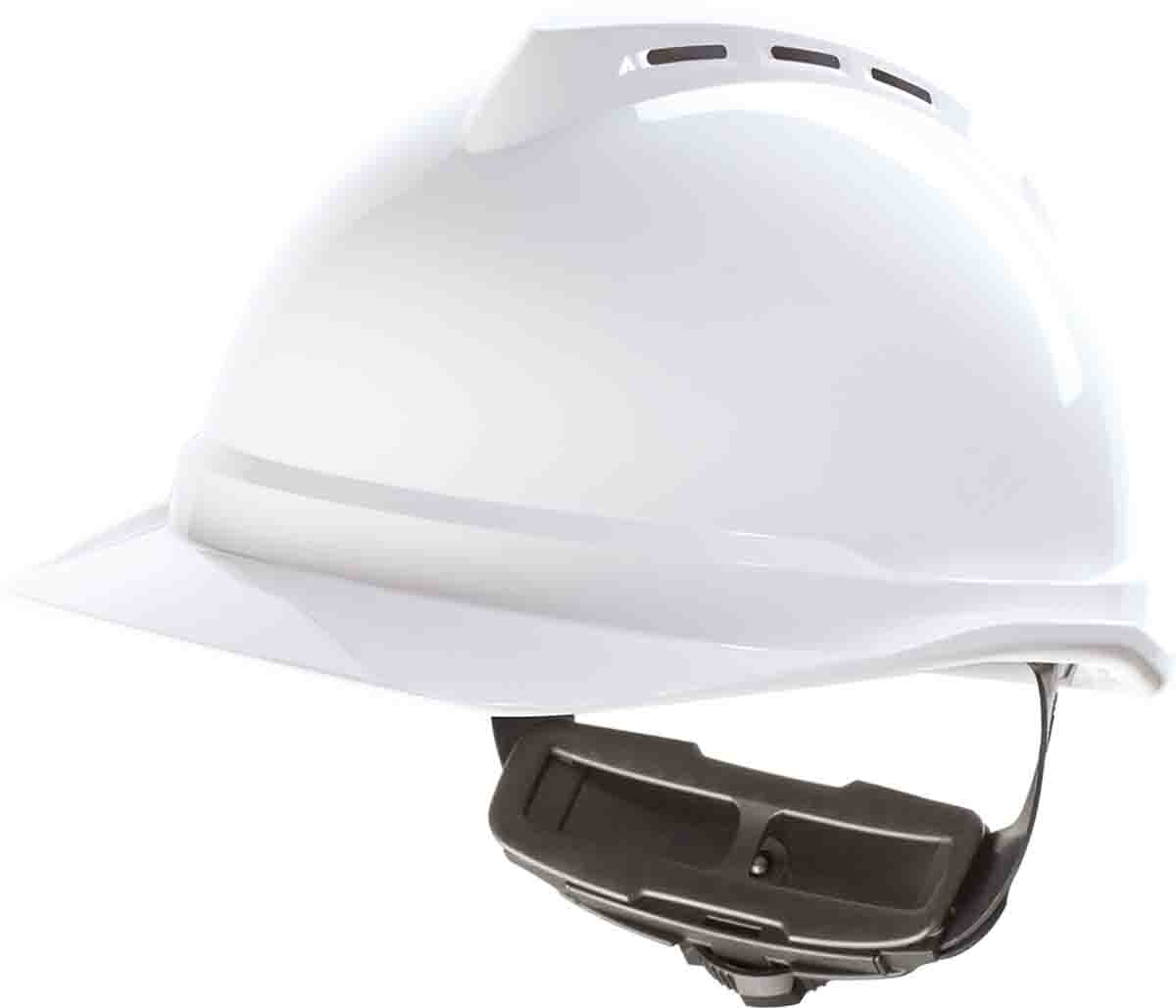 MSA Safety V-Gard 500 White Safety Helmet, AdjustableVentilated