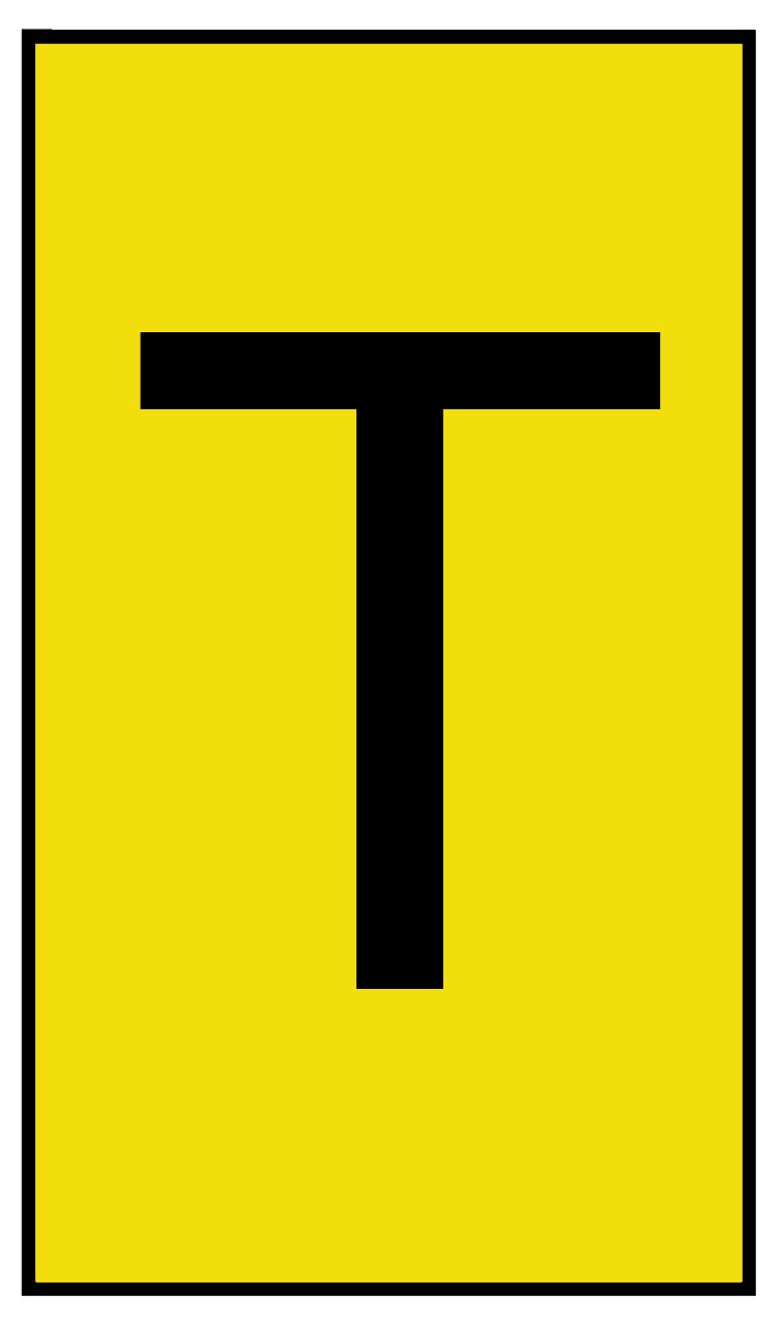 HellermannTyton Ovalgrip Slide On Cable Markers, Black on Yellow, Pre-printed "T", 1.7 → 3.7mm Cable, 901-10164