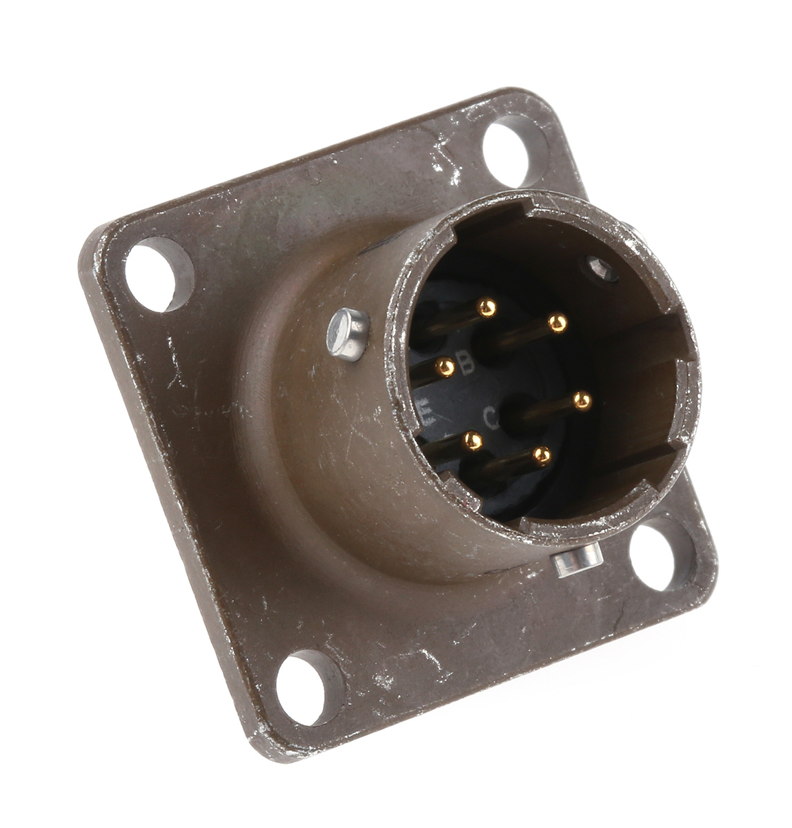ITT Cannon, KPT, Copper Alloy 6 Way Box Mount MIL Spec Circular Connector Receptacle, Pin Contacts,Shell Size 10,