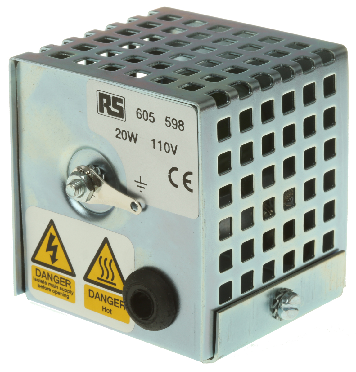 RS PRO Enclosure Heater, 110V ac, 20W Output, 45°C, 70mm x 65mm x 67mm