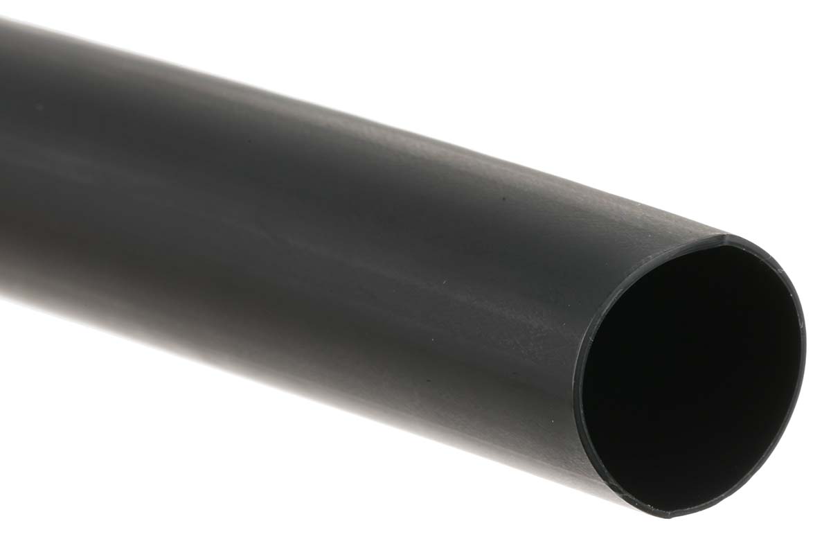 RS PRO Adhesive Lined Halogen Free Heat Shrink Tubing, Black 19.1mm Sleeve Dia. x 1.2m Length 3:1 Ratio