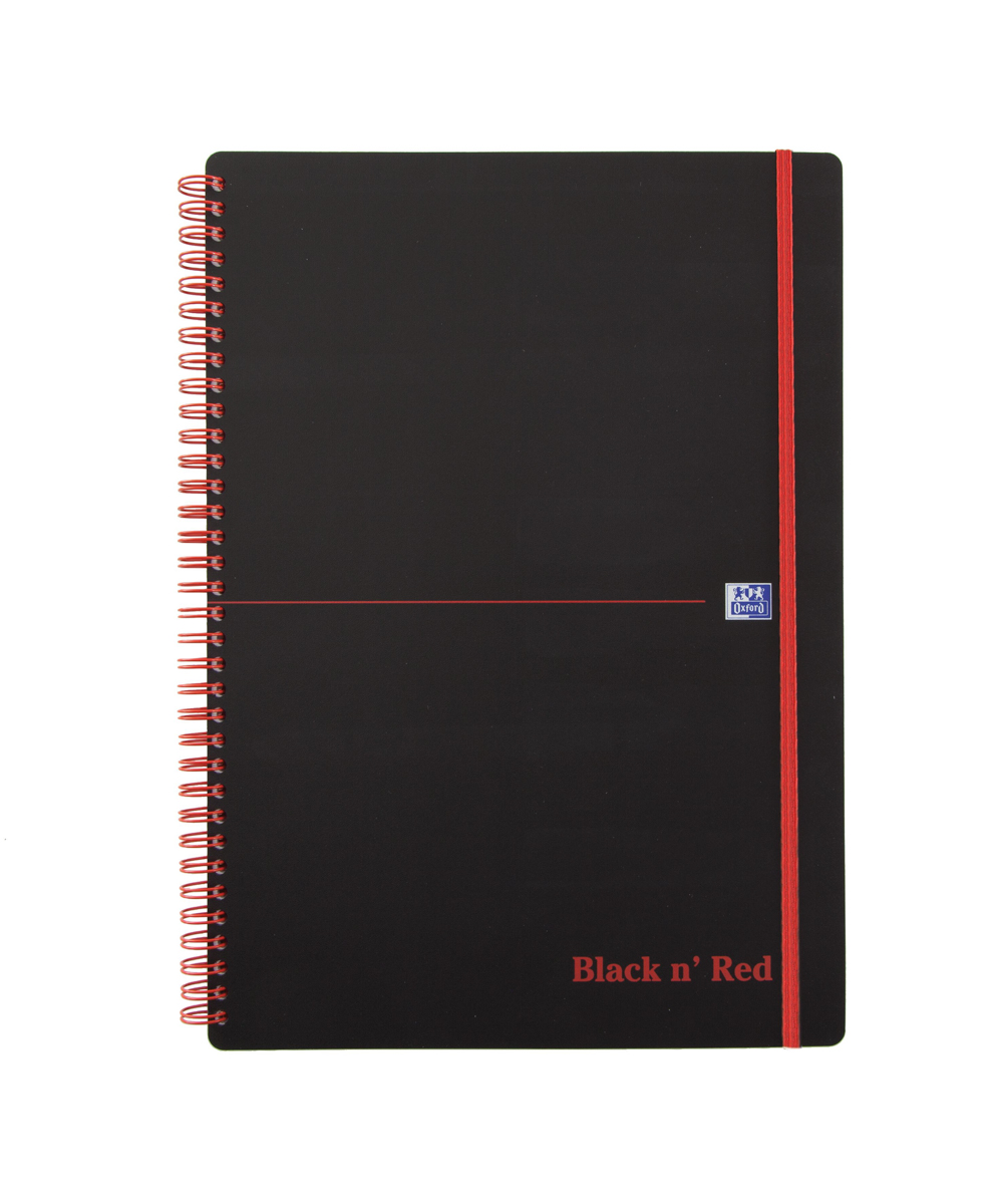 Black n Red A4 Wirebound Hardcover Notepad, 70 Ruled Sheets