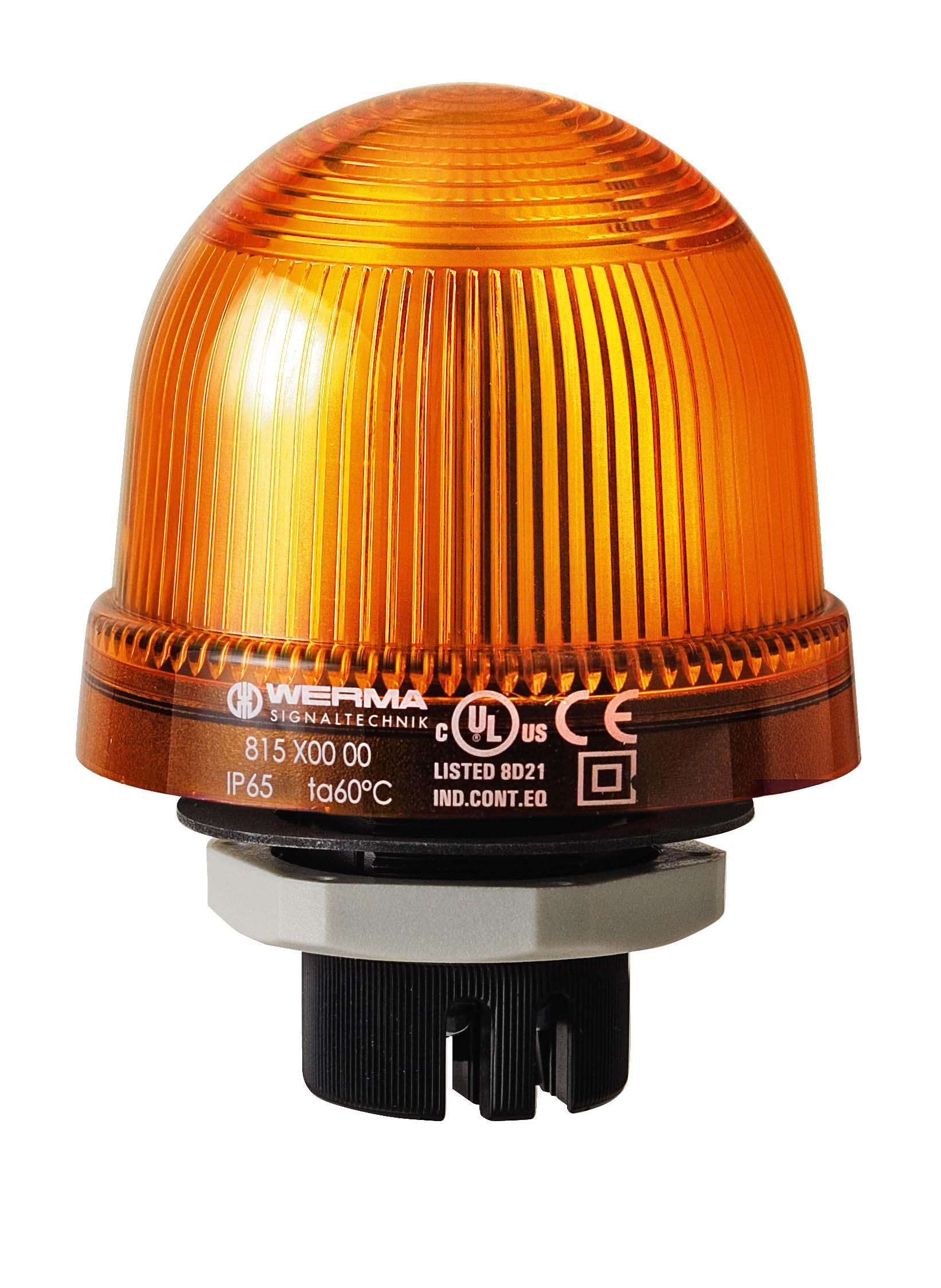 Werma 816 Series Yellow Flashing Beacon, 24 V, Built-in Mounting, LED Bulb