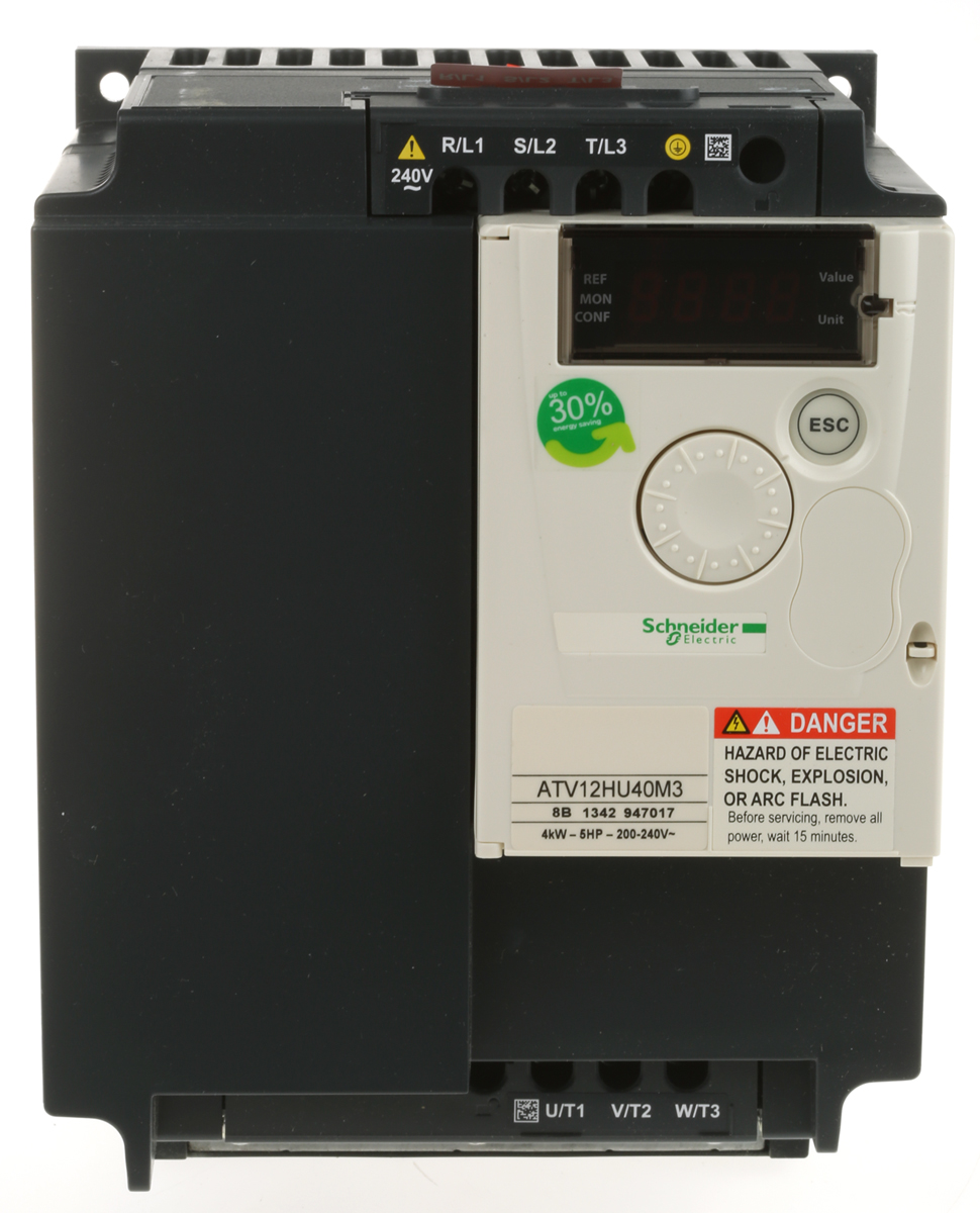 Schneider Electric Inverter Drive, 4 kW, 3 Phase, 230 V, 19.9 A, ALTIVAR 12 Series