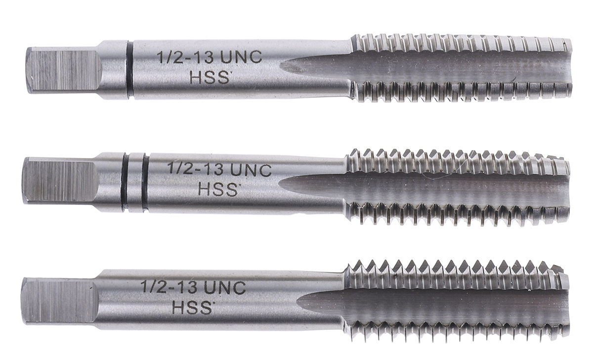 RS PRO Threading Tap HSS 3-Piece UNC Standard Hand Tap 1/2-13 UNC Thread