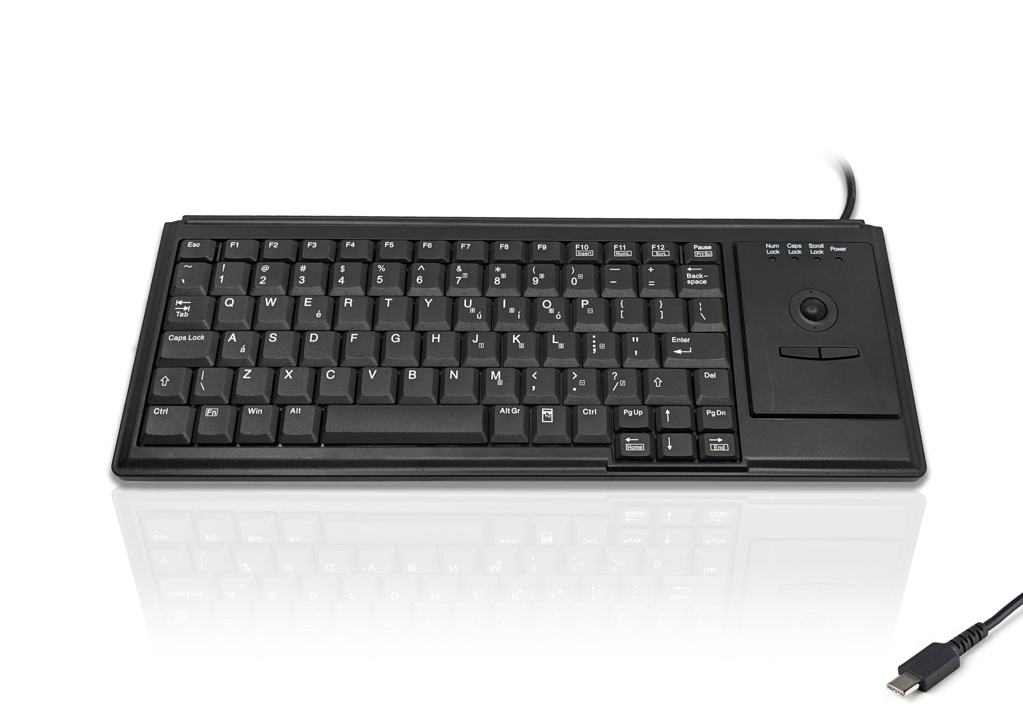 Ceratech KYB500-K82D-US-C Wired USB Trackball Keyboard, QWERTY (US), Black