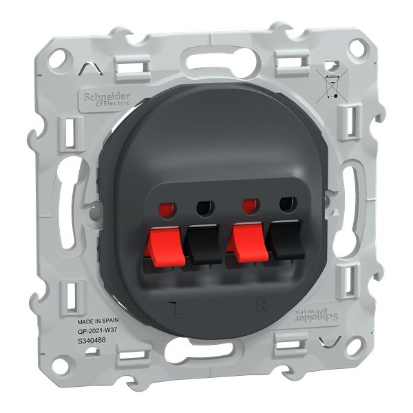 Schneider Electric S340488 Flush Mount Loudspeaker Connector Socket, 2 WayAnthracite, Screwless Termination